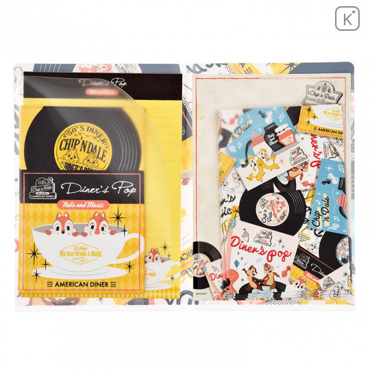 Japan Disney Store Letter Envelope Set with File - Chip & Dale Music - 2