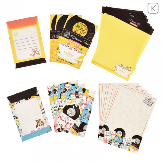 Japan Disney Store Letter Envelope Set with File - Chip & Dale Music - 3