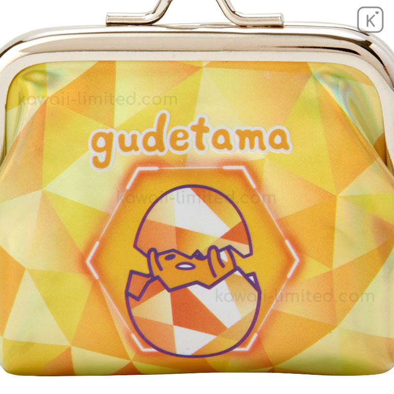 Kawaii Import Sanrio Japan Gudetama Lazy Egg 3.3 Kiss Lock Coin Purses with Keychain (A) Orange