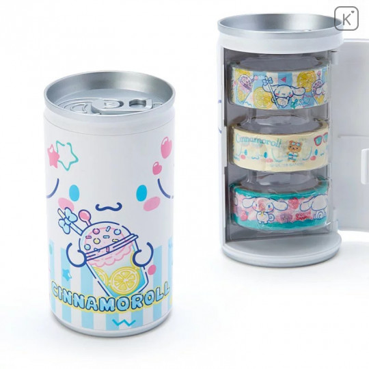 Japan Sanrio Washi Masking Tape 3 Rolls Set Can - Cinnamoroll - 1
