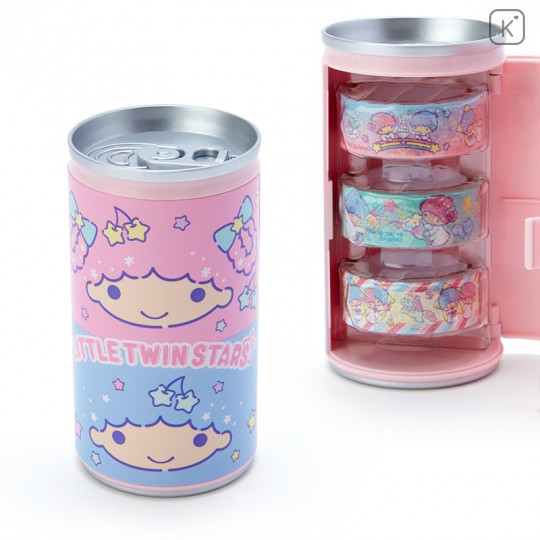 Japan Sanrio Washi Masking Tape 3 Rolls Set Can - Little Twin Stars - 1