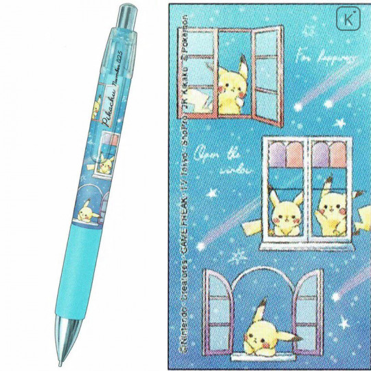 Japan Pokemon Mechanical Pencil - Pikachu number025 Window Star Night Light Blue - 1