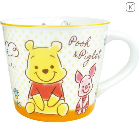 Japan Disney Ceramic Mug - Winnie the Pooh & Piglet Smile with Gift Box Set - 1