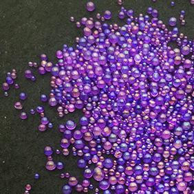 Iridescent Pastel Glass Clear Bead Ball - Purple - 1