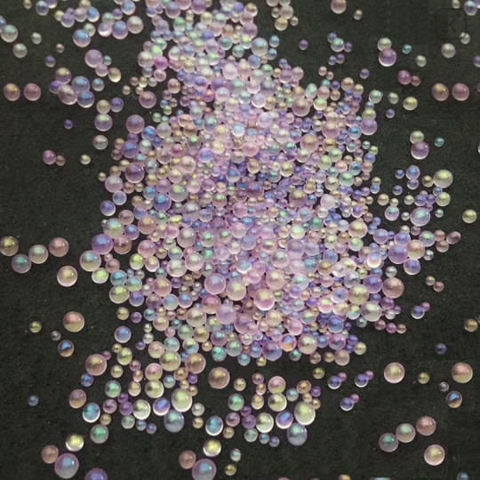 Iridescent Pastel Glass Clear Bead Ball - Mix Pink - 1