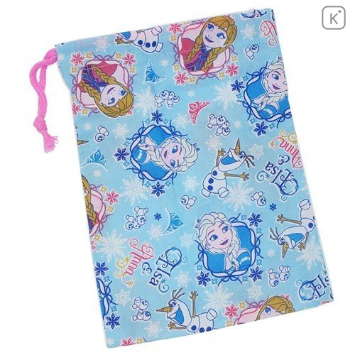 Japan Disney Drawstring Bag - Frozen II Comic Style Blue - 4