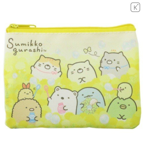 Japan Sumikko Gurashi Zipper Pouch Coin Wallet & Pocket Tissue Holder - Yellow - 1