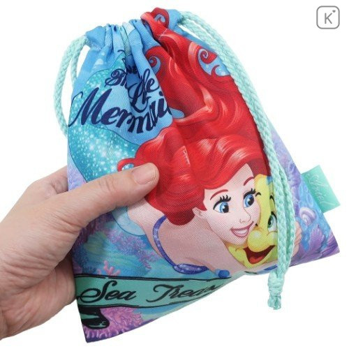 Japan Disney Drawstring Bag - Little Mermaid Ariel in the Sea - 3