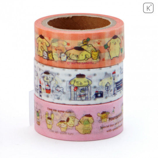 Japan Sanrio Pompompurin Washi Paper Masking Tape - 3 Rolls Set Ice Cream Parfait - 3