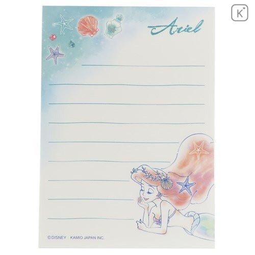 Japan Disney Mini Notepad - Little Mermaid Ariel Watercolor - 2