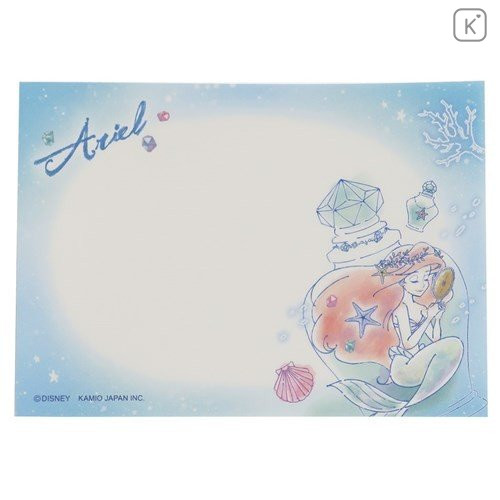 Japan Disney Mini Notepad - Little Mermaid Ariel Watercolor - 3