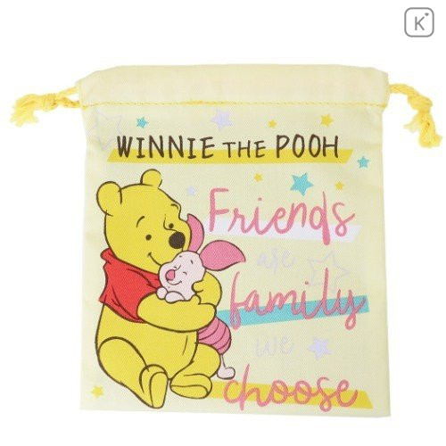 Japan Disney Drawstring Bag - Winnie the Pooh & Piglet - 1