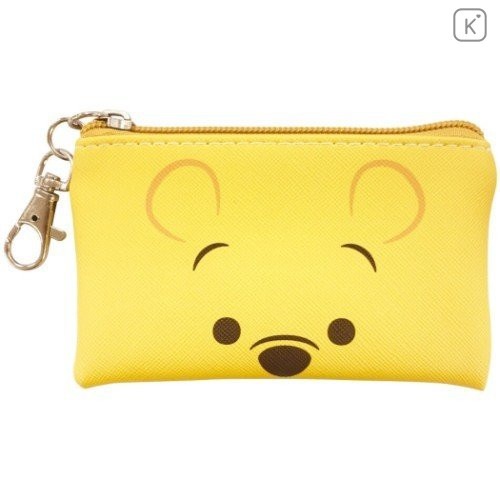 Japan Disney Flat Mini Pouch - Winnie the Pooh Faces - 1
