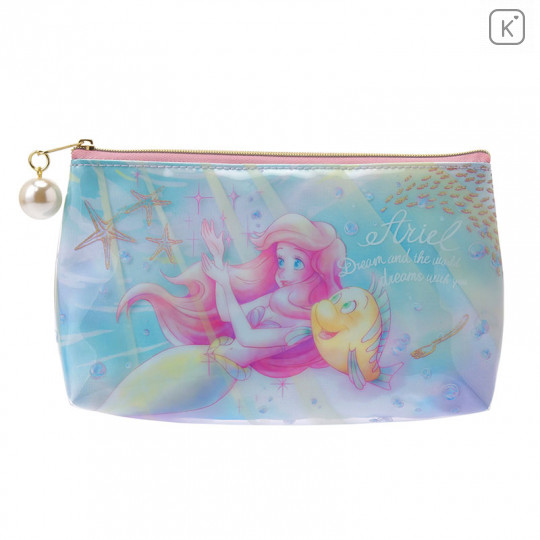 Japan Disney Store Pen Case Pencil Bag Cosmetic Makeup Pouch - Mermaid Ariel Watercolor - 1
