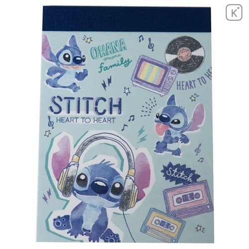 Japan Disney Mini Notepad - Stitch & Music - 1