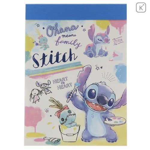 Japan Disney Mini Notepad - Stitch Painting - 1