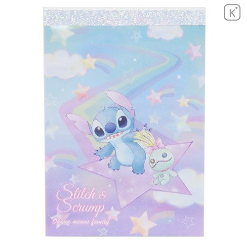 Japan Disney Mini Notepad - Stitch & Stars - 1