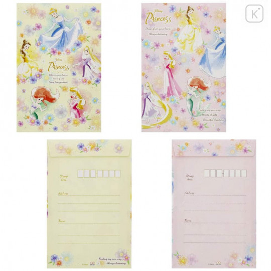 Japan Disney Letter Envelope Set - Princess Rapunzel Belle Ariel - 5
