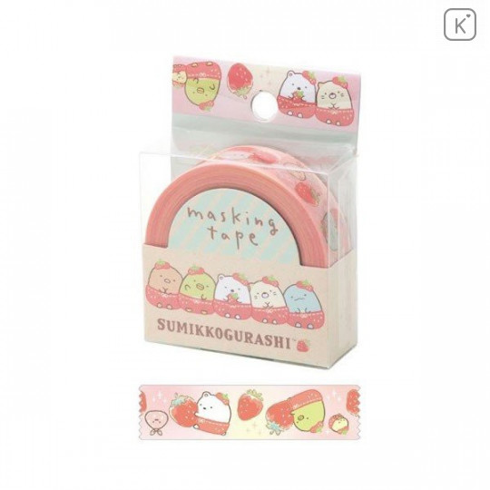 Japan San-X Washi Paper Masking Tape - Sumikko Gurashi Strawberry - 1