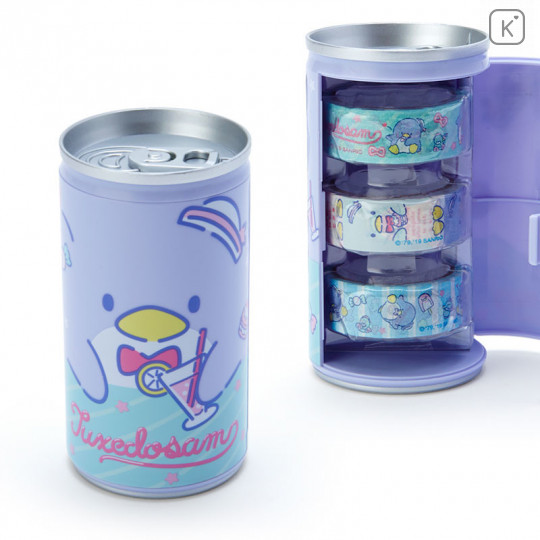 Japan Sanrio Washi Masking Tape 3 Rolls Set Can - Tuxedosam - 1