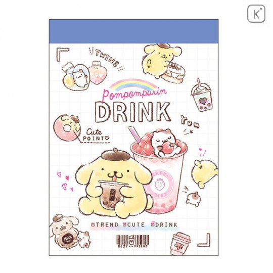 Japan Sanrio Mini Notepad - Pompompurin Drink - 1