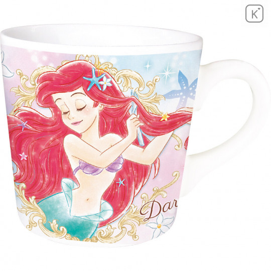 Japan Disney Princess Ceramic Mug - Little Mermaid Ariel Dare to Sparkle - 1