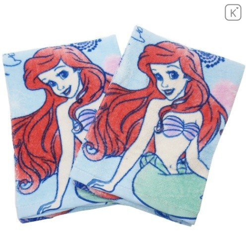 Japan Disney Fluffy Towel - Little Mermaid Ariel Blue 2 pcs - 1