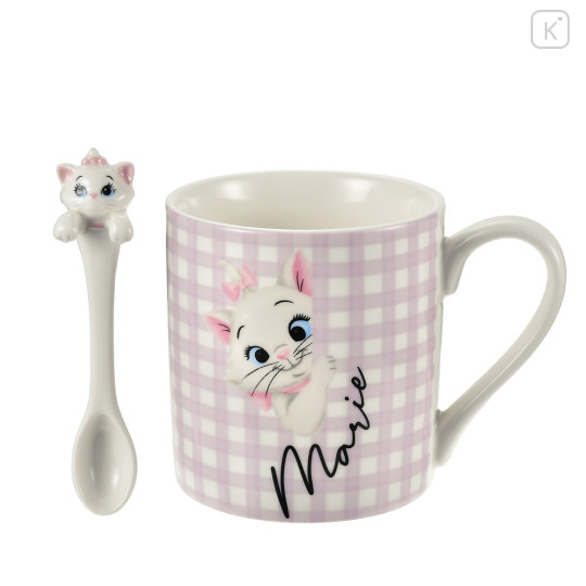 Japan Disney Store Ceramic Mug & Nokkari Figure Spoon - Marie Cat : Cat Day 2024 - 1