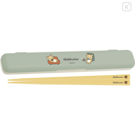 Japan San-X Chopsticks 18cm with Case - Basic Rilakkuma Home Cafe - 1