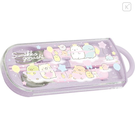 Japan San-X Bento Lunch Cutlery Set Spoon Fork Chopstick - Sumikko Gurashi / Star Rainbow - 1