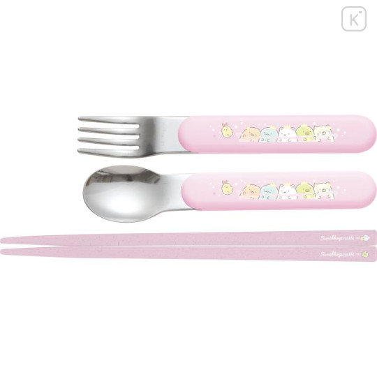 Japan San-X Bento Lunch Cutlery Set Spoon Fork Chopstick - Sumikko Gurashi / Star Rainbow - 2