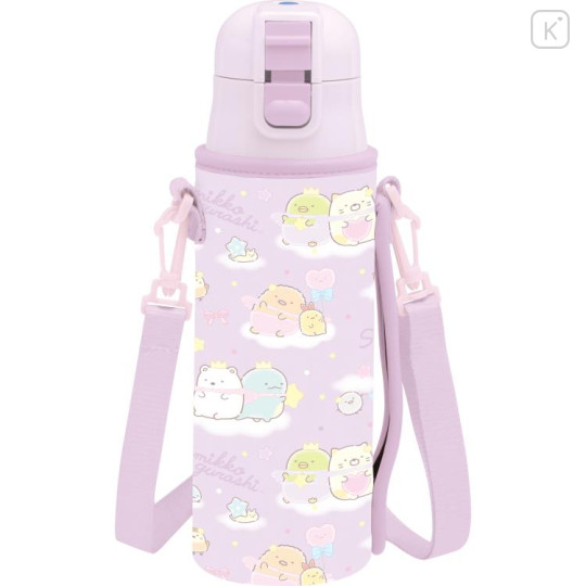 Japan San-X Stainless Steel Bottle With Pouch Shoulder Strap - Sumikko Gurashi : Star Rainbow - 1