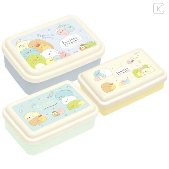 Japan San-X Lunch Box 3pcs Set - Sumikko Gurashi / Squeeze - 1