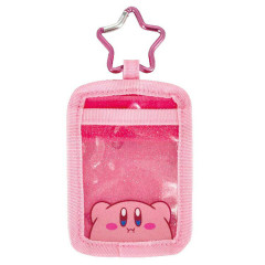 Japan Kirby Pass Case & Star Keychain - Glitter Pink / Hovering