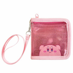 Japan Kirby Clear Wallet & Star Keychain - Glitter Pink / Hovering