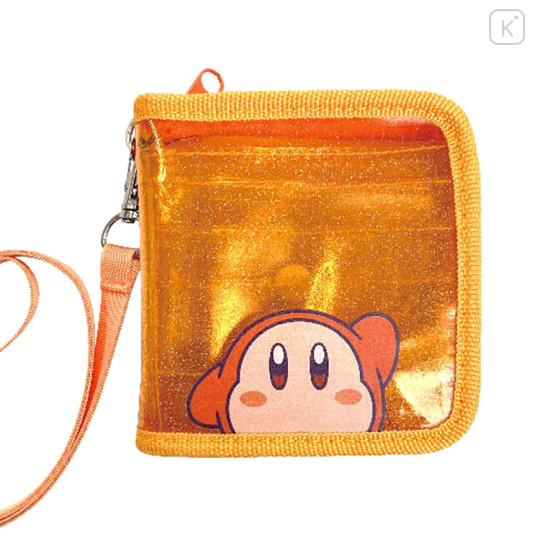 Japan Kirby Clear Wallet & Star Keychain - Glitter Orange / Waddle Dee - 1