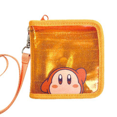 Japan Kirby Clear Wallet & Star Keychain - Glitter Orange / Waddle Dee