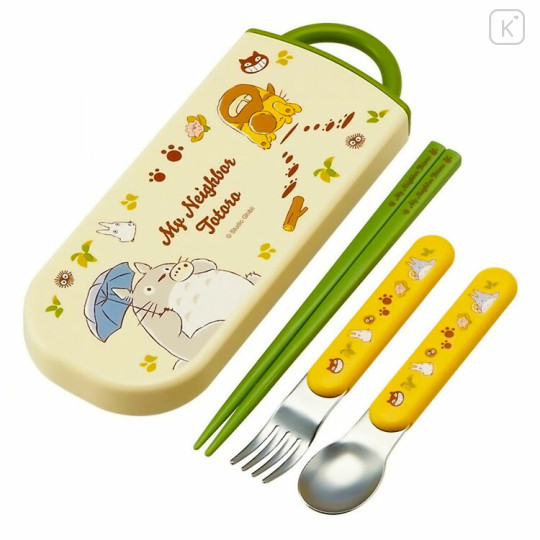 Japan Ghibli Bento Lunch Cutlery Set Spoon Fork Chopstick - My Neighbor Totoro / Green Yellow - 1