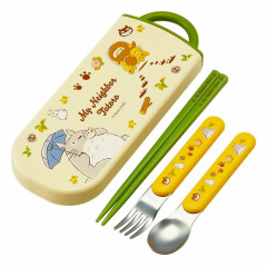 Japan Ghibli Bento Lunch Cutlery Set Spoon Fork Chopstick - My Neighbor Totoro / Green Yellow