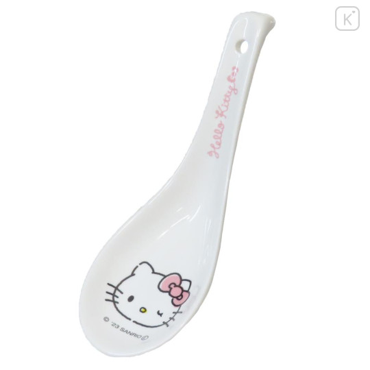 Japan Sanrio Porcelain Spoon - Hello Kitty / Wink - 1