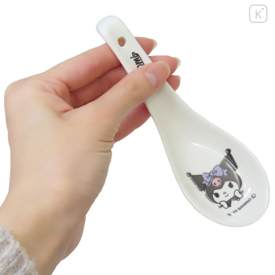 Japan Sanrio Porcelain Spoon - Kuromi / Purple Ribbon - 2