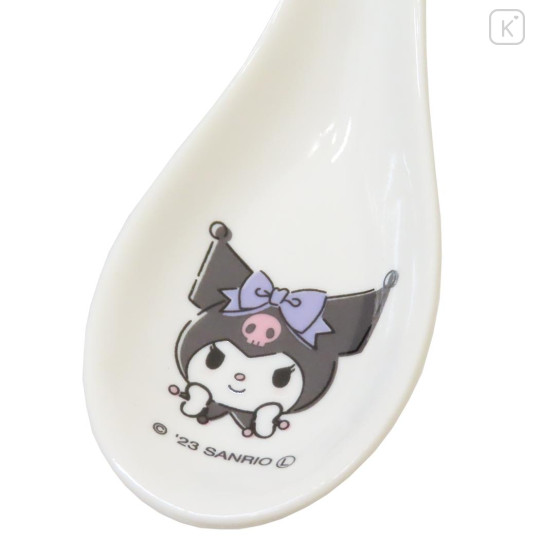 Japan Sanrio Porcelain Spoon - Kuromi / Purple Ribbon - 3