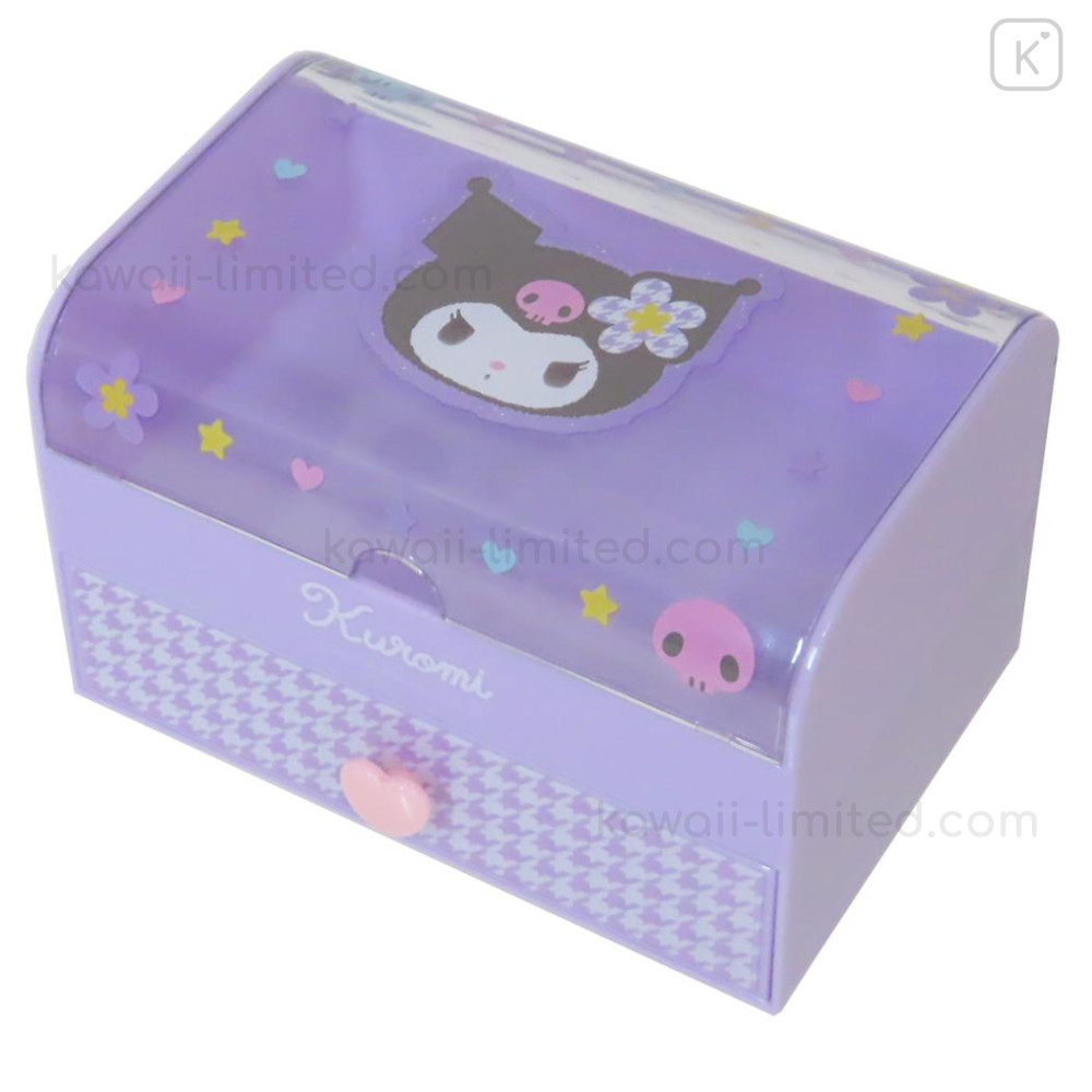 Japan Sanrio Cosmetic Storage Box - Kuromi / Houndstooth