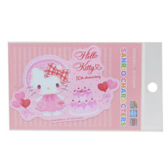 Japan Sanrio Vinyl Sticker - Hello Kitty / 50th Anniversary Cherry Cake