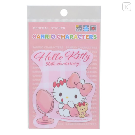Japan Sanrio Vinyl Sticker - Hello Kitty / 50th Anniversary Makeup - 1