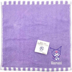 Japan Sanrio Jacquard Embroidered Towel Handkerchief - Kuromi / Purple