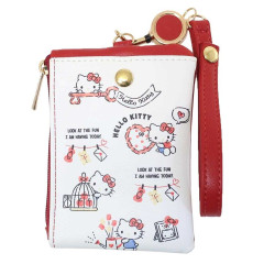Japan Sanrio Pass Case & Mini Pouch - Hello Kitty / Happy Days