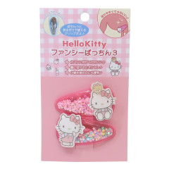 Japan Sanrio Hair Clip 2pcs Set - Hello Kitty / Glitter Stars