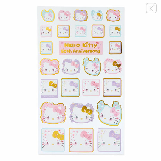 Japan Sanrio Gold Accent Sticker - Hello Kitty / 50th Anniversary - 2
