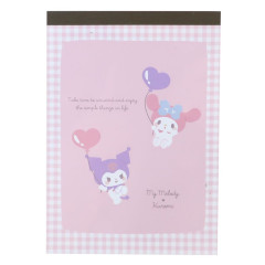 Japan Sanrio A6 Notepad - Kuromi & My Melody / Balloon